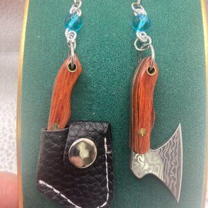 Handmade Witch B*tch Real Ax and Blue Glass Bead